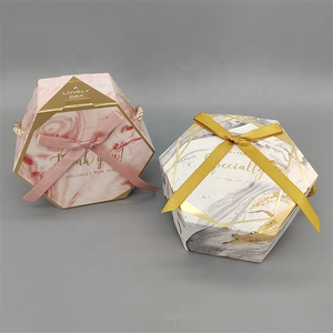 Hexagonal <b>gift</b> <b>box</b> <b>gift</b> <b>box</b> with rope handle portable favor <b>box</b> marble print <b>gift</b> <b>box</b> - Product Image 1