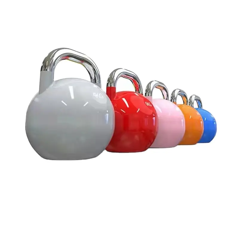 5kg 2-10KG रंगीन कस्टम लोहे लोगो रबर लेपित kettlebell फिटनेस स्टील प्रतियोगिता kettlebell