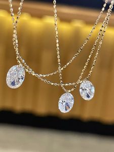 Collier solitaire tendance en or massif 18 carats Xinfly, diamant ovale de 1,0 ct cultivé en laboratoire IGI, chaîne à maillons pour mariage, fiançailles, cadeau - Product Image 4