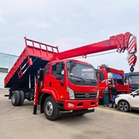 Camion benne Nan Jun 4x2 avec grue, grue à flèche 4 sections de 6,3 tonnes, hauteur de levage 14 mètres, moteur et boîte de vitesses