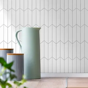 Sunwings Peel And Stick Chevron Tile | Stock In US | Ceramic Looks Self Adhesive Backplash Mosaic For Kitchen