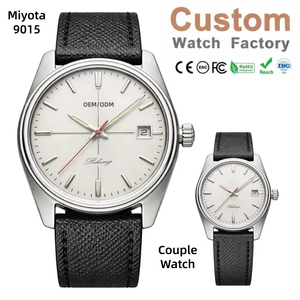 Relojes de Vestir de Negocios de Zafiro de 40 mm Personalizados OEM para Hombre, Reloj Formal Mecánico Automático Miyota 9015 Clásico de Lujo con Correa de Cuero - Product Image 1