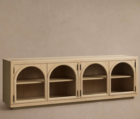 Meubles de salon de style américain de luxe en chêne massif, console multimédia à 4 portes