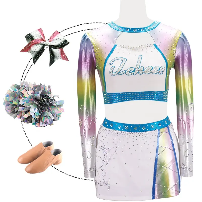 Wholesale Custom Cheerleading Competitions Uniform For Cheerleaders With High Quality Spandex Unisex