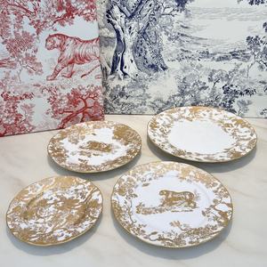 Hot Sale Blue Pattern <b>Round</b> Dishes Porcelain Creative Plates Dinnerware Sets for Hotels - Product Image 2