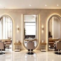 Station de travail pour salon de coiffure, mobilier de salon de beauté, design d'intérieur personnalisé pour salon de coiffure, personnalisation complète de la pièce, décoration de magasin