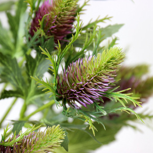 Flores artificiales de 3 cabezales, O-X0092, Eryngium <span class=keywords><strong>campestre</strong></span>, Echiacea, Pururea, cardo azul único, venta al por mayor - Product Image 4