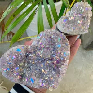 Wholesale Natural Angel Aura Plating Amethyst Love Crystal Cluster for Decoration