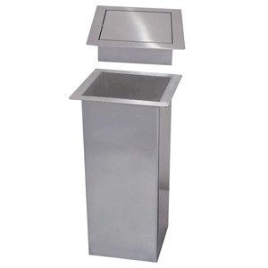Poubelle encastrée carrée en acier inoxydable 304 pour les toilettes des centres commerciaux ; bac de nettoyage dissimulé pour usage domestique. - Product Image 5