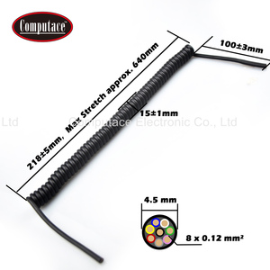 Black 8 Cores 3A 8x0.12mm² Spiral Power Cable Max Stretch 640mm Retractable Coiled Spring <b>Wire</b> for Electronic Devices - Product Image 3
