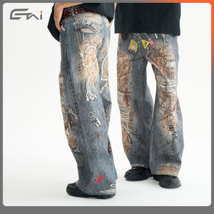 <span class=keywords><strong>Tendance</strong></span> 2025 Pantalon En Denim Surdimensionné Unisexe Trompe L'oeil Pantalon Baggy Pantalon Homme Sale Jeans Hommes - Product Image 4