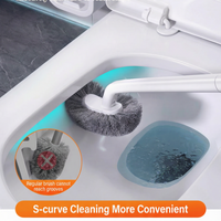 Support mural BOOMJOY pour brosse de toilette avec caddie, en PP, anti-rayures, étanche, écologique, à long manche