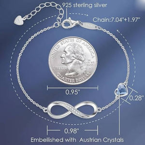 Custom logo <b>Infinity</b> Heart Symbol Charm Link <b>Bracelet</b> for Women Sterling Silver Stainless Steel Adjustable Mother's Day Gift - Product Image 4