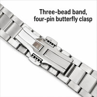 Bracelet en acier inoxydable à 3 maillons effet miroir, bracelet de montre en métal réglable, bracelet de remplacement universel pour montre intelligente analogique