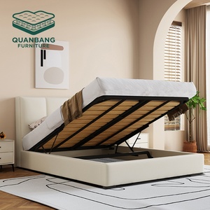 Ensemble de meubles de chambre <span class=keywords><strong>à</strong></span> coucher de luxe, lit king-size ou queen-size, style nordique, lit en bois massif <span class=keywords><strong>avec</strong></span> rangement, lits doubles en bois massif pour chambre principale - Product Image 2