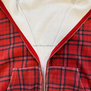 Sweat à capuche zippé en tricot gaufré pour homme, motif écossais personnalisé, de haute qualité, fabriqué par un professionnel - Product Image 4