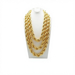 <b>Mens</b> Cuban Large Necklace <b>Bracelet</b> Brass <b>24K</b> <b>Gold</b> Plated Luxury Hip Hop Style Wedding Engagement Jewelry Set Gift - Product Image 2