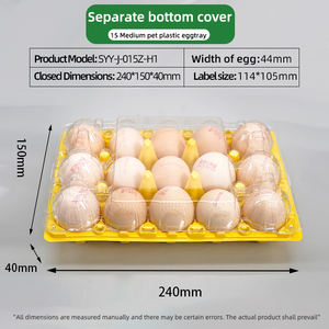 Bandeja de Plástico para 15 <span class=keywords><strong>Huevos</strong></span> con Tapa Separada y Embalaje Transparente de Grado Alimenticio para Protección de <span class=keywords><strong>Huevos</strong></span> de <span class=keywords><strong>Gallina</strong></span> y Codorniz - Product Image 5
