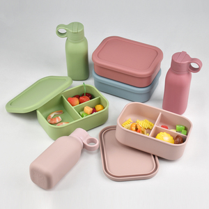 Fiambrera Bento portátil de silicona a prueba de fugas, botella de agua y contenedor de comida para llevar cómodamente su comida - Product Image 1