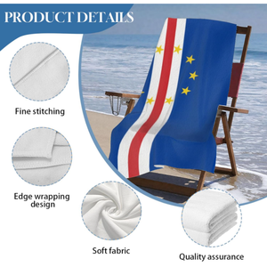 Serviette de plage unisexe de haute qualité avec design personnalisé du drapeau du <span class=keywords><strong>Cap</strong></span>-<span class=keywords><strong>Vert</strong></span>, séchage rapide, légère, en microfibre, pour les <span class=keywords><strong>vacances</strong></span> en bord de mer - Product Image 2