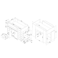 Fabricant de meubles de chambre à coucher Lit mezzanine multifonctionnel à 5 tiroirs avec bibliothèque peu encombrant