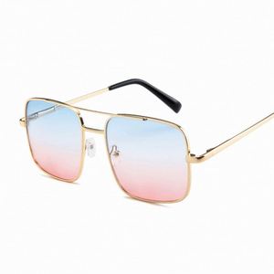 Lunettes de soleil carrées vintage tendance pour hommes et femmes avec logo personnalisé, monture métallique, protection UV400, double pont, vente chaude - Product Image 3