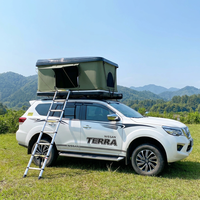 Tente de toit rigide unique noire pour camping en voiture avec auvent latéral et fenêtre ronde en maille pour 4x4 Overland