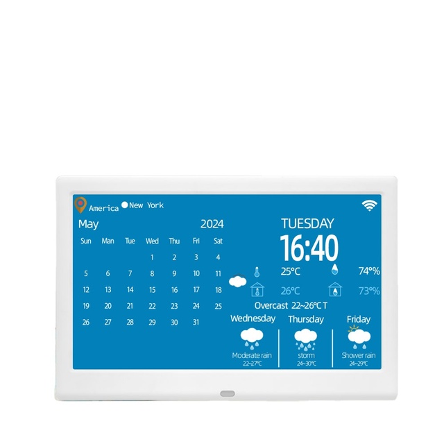 AMABOO 10.1 Inch IPS Screen Digital Calendar Digital Photo Frame Table Clock with MP3 AVI Video Photo Frame for Dementia Care