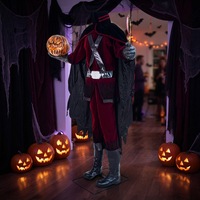 CZTSY Halloween Grande figurine de chevalier citrouille sans tête électrique avec capteur de mouvement, matériaux variés, pour adultes, pour maison hantée et divertissement