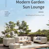 Meiqi Luxus Outdoor Garten Rattan Sofa Set Wasserdicht Sonnenfest PE-Korbgeflecht Hof & Park Lounge-Sofa Modernes Design Zweisitzer