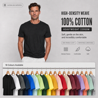 T-shirts vierges personnalisables avec logo, vente en gros, 100% Coton 220 g/m² 40s Double Fil, Col Rond, Coupe Oversize, pour Hommes et Femmes, Impression et Broderie
