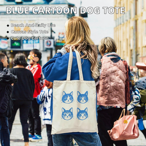 Bolsa de Mano de Lona con Diseño de Gato de Dibujos Animados, Bolso de Hombro de Algodón Resistente, Gran Capacidad para Compras y Uso Diario - Product Image 2