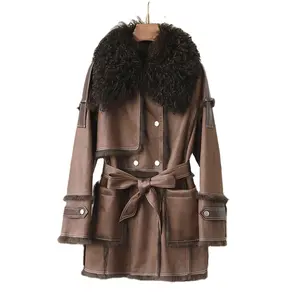 2023 Young Fall and Winter New Wool Collar Rabbit Hair Liner Fashion Medium-length Warm Jacket JT432