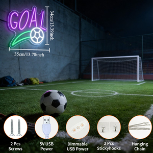 Enseigne néon USB à intensité variable GOAL, idéale pour les soirées, les espaces décontractés et comme cadeau parfait pour les fans de sport - Product Image 2
