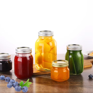 Bocaux en verre ronds en gros de 6oz, 8oz, 12oz, 16oz, 26oz, 34oz, transparents avec couvercle à vis en aluminium pour salades, confitures et conserves - Product Image 2