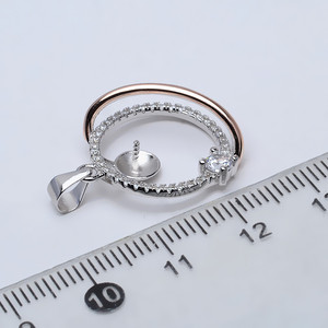 Accesorio de Plata S925 para DIY, Collar con Perlas de 8-10 mm, Base para Colgante, 3091, Colgante de Globo Terráqueo, Planeta, Satélite, Cristal - Product Image 4