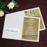 Cartes d'invitation de mariage personnalisables en velours 5x7 pouces avec finition miroir doré et option enveloppe en feuille blanche