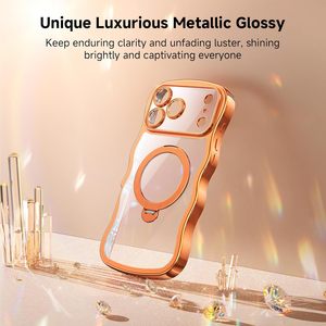 Coque pour 17 Pro avec support magnétique rotatif à <span class=keywords><strong>360</strong></span>°, design ondulé scintillant, 1 protection d'écran incluse, coque de téléphone transparente brillante et mignonne pour - Product Image 5