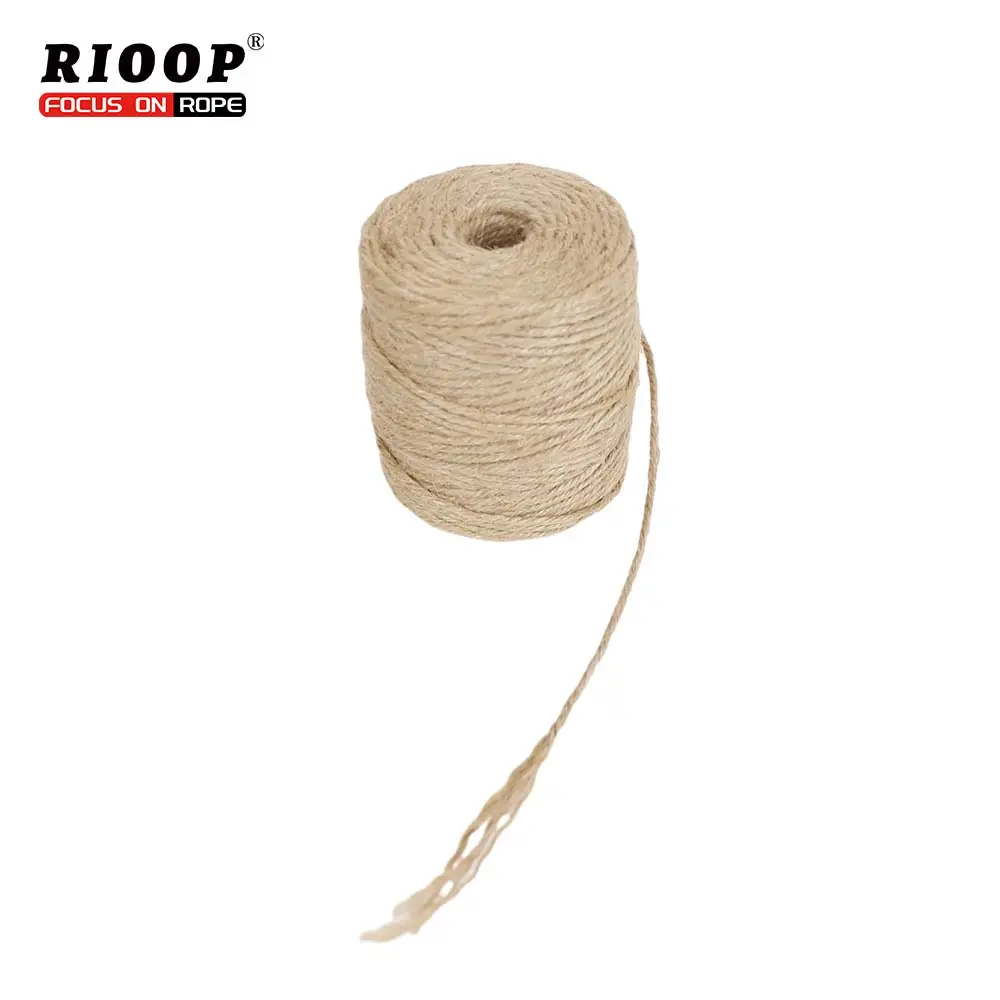 Cordão de cânhamo DIY feito à mão com 4 mm de espessura, corda de tricô vintage de cor natural, corda de linho rústica artesanal, corda de juta biodegradável