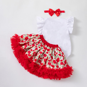 Set coordinato per il mio primo compleanno, body con maniche a volant per bambina, gonna con volant, fascia per capelli, completo da festa per bambini - Product Image 3