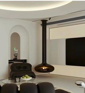 Estufas decorativas montadas en la <span class=keywords><strong>pared</strong></span> de fuego real para interiores personalizadas de fábrica, la mejor venta, chimenea suspendida colgante - Product Image 3