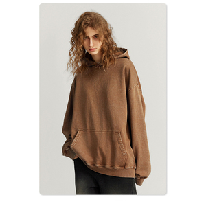 Vente directe d'usine, sweat-shirt pour femme personnalisé en tissu French Terry lourd, style vintage américain, effet délavé - Product Image 1