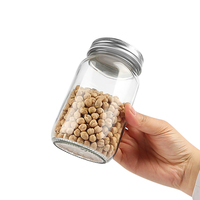 Bocaux en verre Mason ronds à parois lisses de 460 ml, 500 ml, 14 oz, 16 oz, vides, pour huile de coco, miel, fleurs - Vente en gros