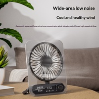 Ventilateur de bureau portable multifonctionnel U33, puissant, rechargeable par USB, petit, transparent, léger, en ABS, pour l'extérieur