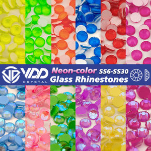 Diamantes de imitación de cristal de color neón VDD, piedras de Strass brillantes <span class=keywords><strong>con</strong></span> reverso plano de cristal para accesorios de decoración de uñas, decoraciones artesanales DIY - Product Image 1