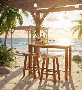 Modern Curve Bar Chair Made Solid Monkey <b>Pod</b> Wood Ergonomic Comfort Natural Elegance Lasting Durability Home Bar Dining - Product Image 1