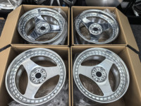 Jantes JDM polies à trois branches 4x100 en alliage, jantes forgées en deux parties 5x112 pour VW Golf R32 GTI MK2 MK3
