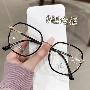 Monturas de gafas geométricas transparentes doradas 8880 para mujer, montura completa, protección contra la luz azul, lentes de cristal de silicato - Product Image 3