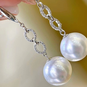 Accessoires en perles DIY 21758, clous d'oreille en argent S925, édition légère, plateau vide avec perles de 8 à 12 mm pour bijoux en argent, crochet d'oreille - Product Image 3