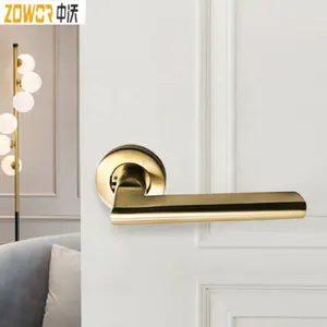 Door Lock Handle Gold Solid Stainless Steel Lever Handle Interior Bedroom Door Handle Fire Mortise Lock Set For Wooden Door